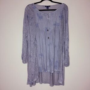 BANDOLINO Daniella Boho Blue Tie Dye Flowy Oversized Tunic Top